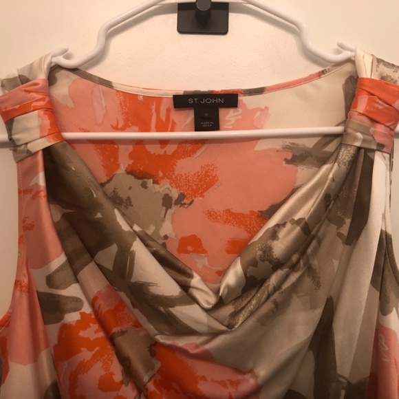 St. John Silk Floral Sleeveless Top - Picture 4 of 6